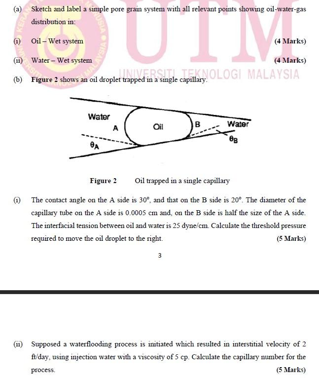 A Sketch And Label A Simple Pore Grain System With All Relevant Points Showing Oil Water Gas Distribution In I Oil 1