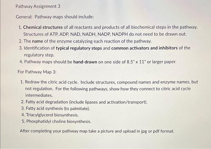 Pathway Assignment 3 General Pathway Maps Should Include 1 Chemical Structures Of All Reactants And Products Of All B 1