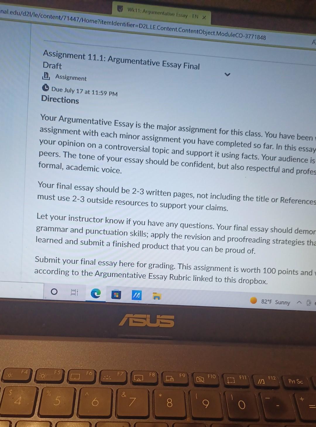 Argumentative Essay The Tone Of Your Essay Should Be Confident But Also Respectful And Professional Use A Formal Ac 1