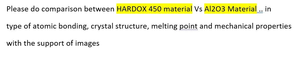 Please Do Comparison Between I Vs Al2o3 Material In Type Of Atomic Bonding Crystal Structure Melting Point And Mech 1