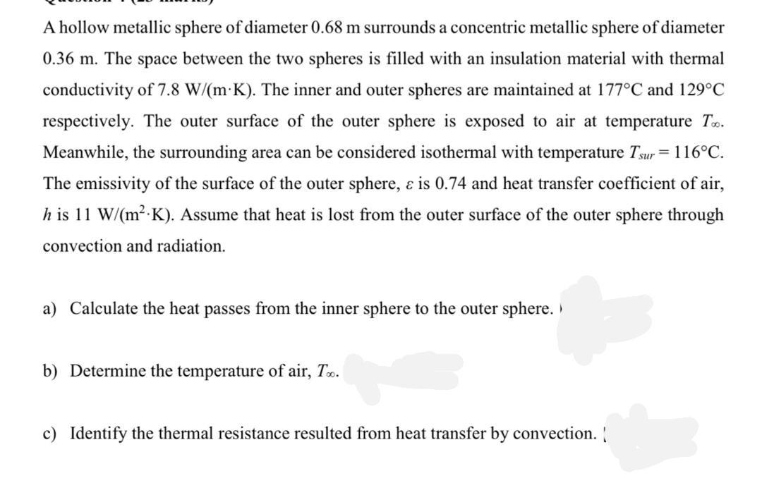 A Hollow Metallic Sphere Of Diameter 0 68 M Surrounds A Concentric Metallic Sphere Of Diameter 0 36 M The Space Between 1