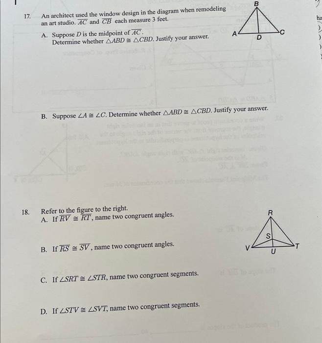 17 An Architect Used The Window Design In The Diagram When Remodeling An Art Studio Ac And Cb Each Measure 3 Feet A 1