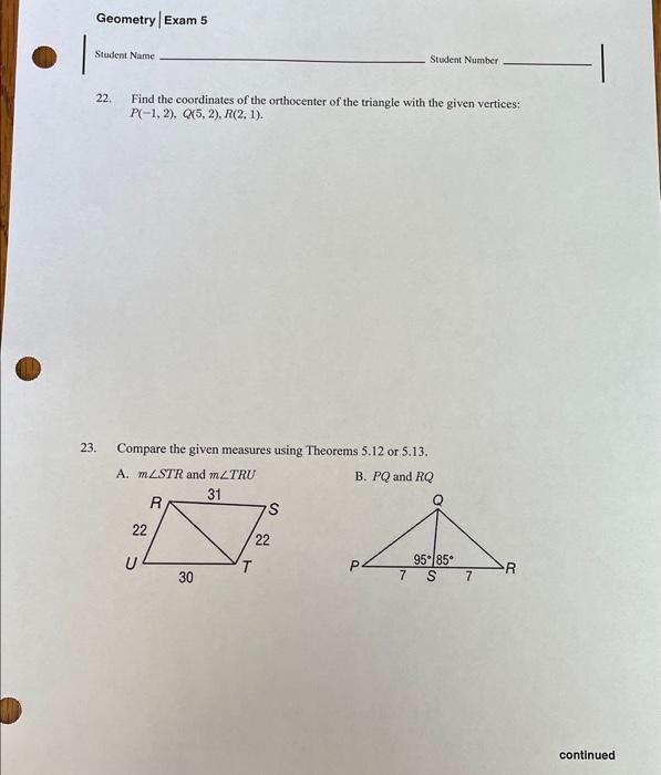 Based On Chapter 5 Of The Textbook And Unit 5 Of The Study Guide For Each Of The Following Write On The Blank Line The 7
