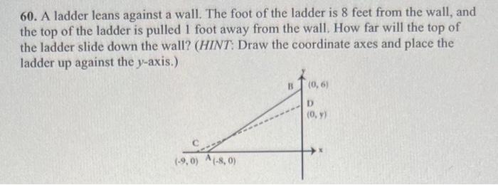 60 A Ladder Leans Against A Wall The Foot Of The Ladder Is 8 Feet From The Wall And The Top Of The Ladder Is Pulled 1 1