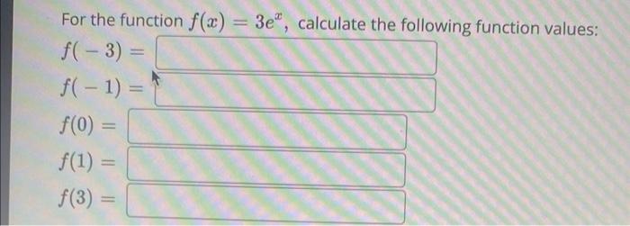 For The Function F X 3ex Calculate The Following Function Values F 3 F 1 F 0 F 1 F 3 1