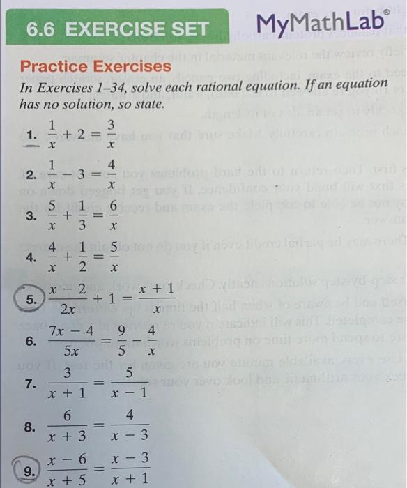 Practice Exercises In Exercises 1 34 Solve Each Rational Equation If An Equation Has No Solution So State 1 X1 2 X 1