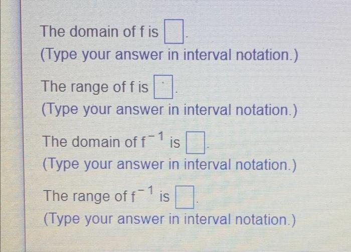 Use The Graph Of F To Sketch The Graph Of F 1 Then Use The Graphs To Determine The Domain And Range Of Each Function C 2