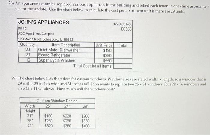 28 An Apartment Complex Replaced Various Appliances In The Building And Billed Each Tenant A One Time Assessment Fee Fo 1