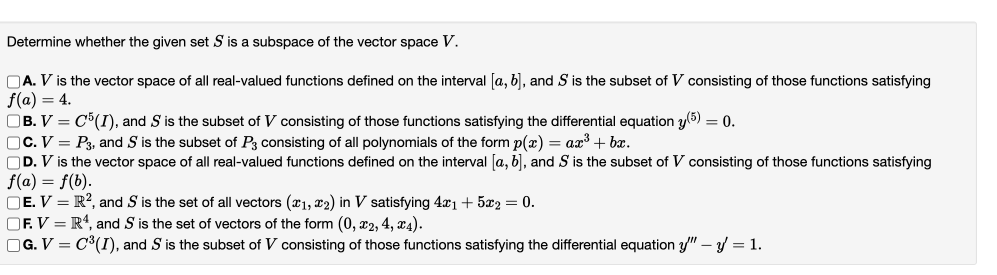 Determine Whether The Given Set S Is A Subspace Of The Vector Space V 1