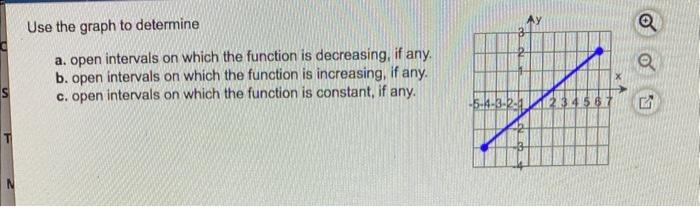 Use The Graph To Determine A Open Intervals On Which The Function Is Decreasing If Any B Open Intervals On Which The 1