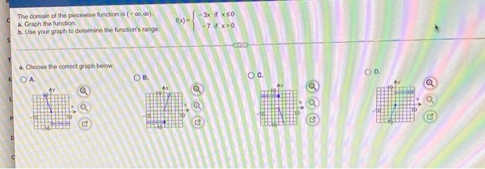 The Domain Of The Piecewise Function Is A Graph The Function B Use Your Graph To Determine The Function S Ran 1