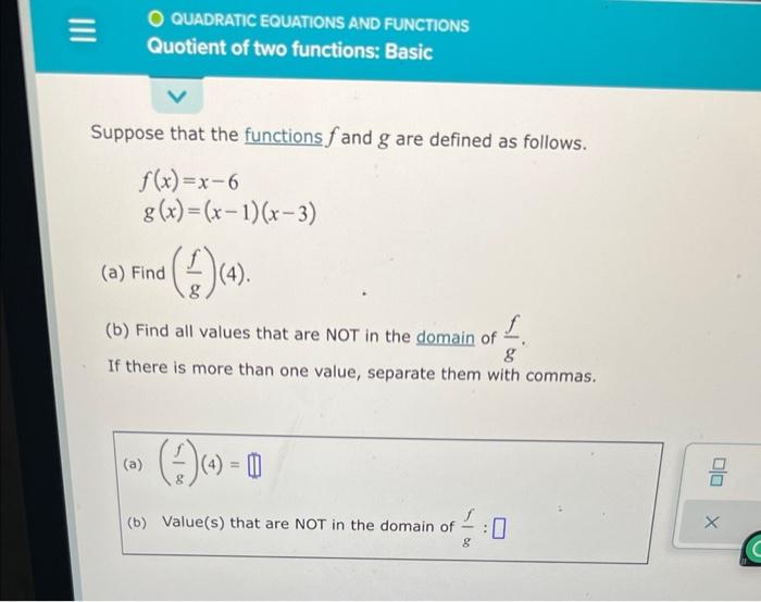 Suppose That The Functions F And G Are Defined As Follows F X X 6g X X 1 X 3 A Find Gf 4 B Find All Valu 1