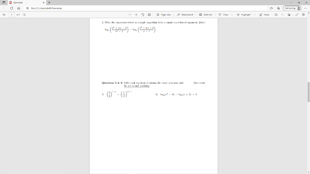 4 Write The Expression Belew As A Siagle Bogarithm With A Completey Reduced Argument 5ots Log X2 1x2 2x 3 Log2 1