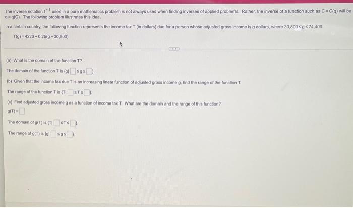 The Inverse Notation F 1 Used In A Pure Mathematics Problem Is Not Always Used When Finding Inverses Of Applied Problems 1