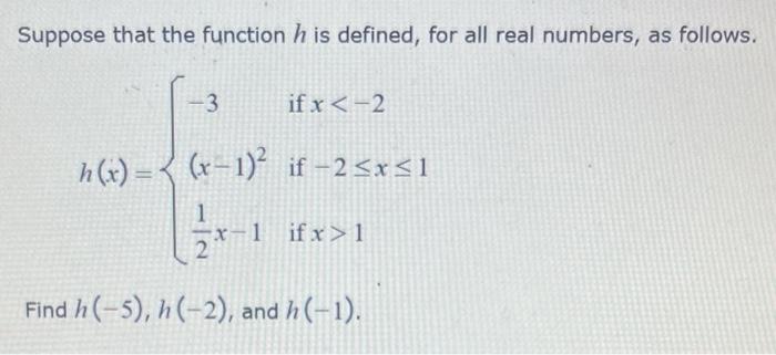Suppose That The Function H Is Defined For All Real Numbers As Follows H X 3 X 1 221 X 1 If X 2 If 2 X 1 If 1