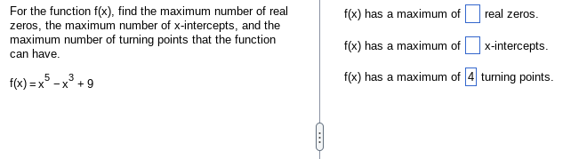 Begin Tabular L C For The Function F X Find The Maximum Number Of Real F X Has A Maximum Of Zeros The Maximu 1