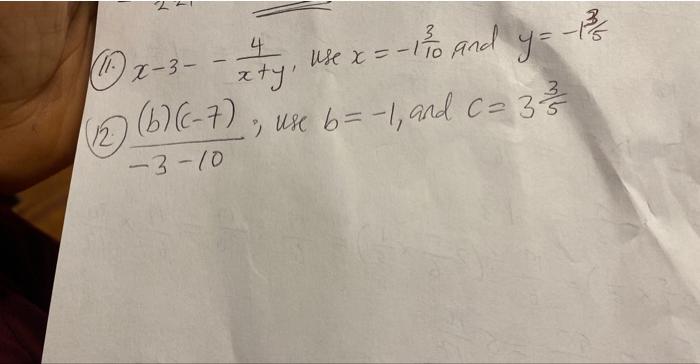 11 X 3 X Y4 Use X 1103 And Y 13 5 12 3 10 B C 7 Use B 1 And C 353 1