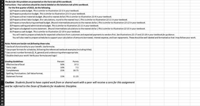 The Focts For This Problem Are Presented On The Focts Tab Of This Workbook Instructions Your Solutions Should Be Clea 1