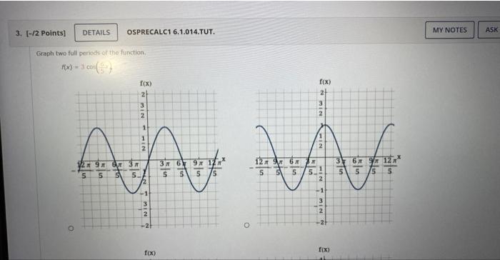 Graph Two Full Perlods Nfthe Function F X 43 Cos X Graph Two Full Periods Of The Function F X Cos 8x Ferrint Taxi 6