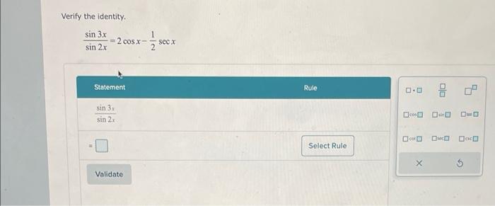 Verify The Identity Sin2xsin3x 2cosx 21 Secx Statement Sin2xsin3x 1