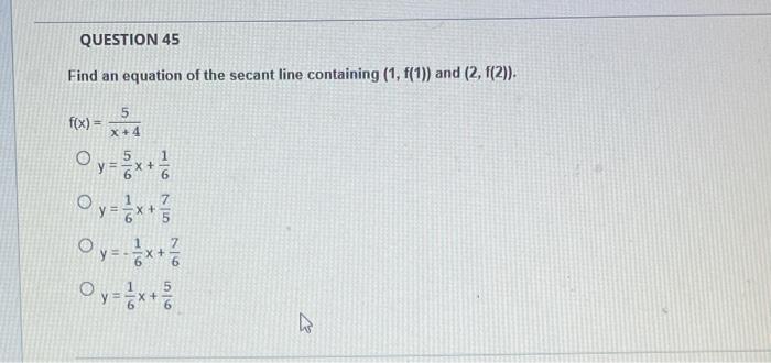 Find An Equation Of The Secant Line Containing 1 F 1 And 2 F 2 F X Y X 15 Y 17 4 X 17 8y 17 4 X 17 8y 17 12