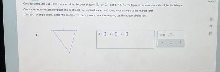 Consider A Trisngle A Bc The The One Below Suppose That E 59 D 72 And C 27 The Figure Is Not Drawn To Scalei Solv 1