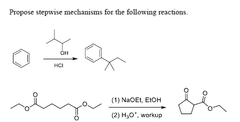 Propose Stepwise Mechanisms For The Following Reactions Oh Hci 1 Naoet Etoh Segar In 2 H30 Workup 1