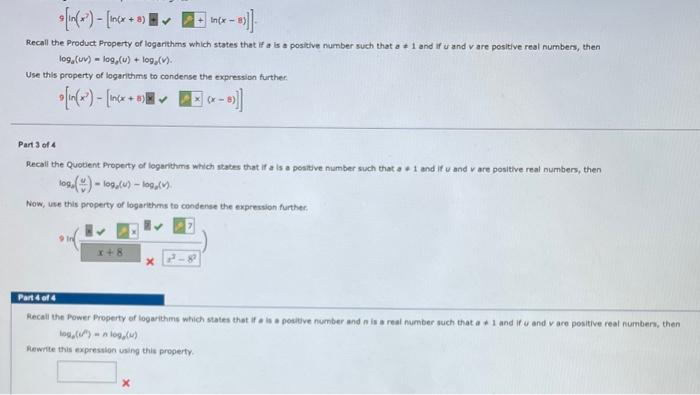 9 Ln X7 Ln X 8 Ln X 8 Recall The Product Property Of Logarithms Which States That If A Is A Positive Number Such 1