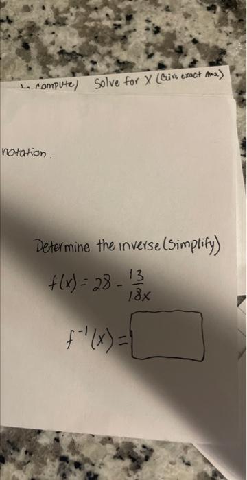 Determine The Inverse Simplify F X 28 18x13 1