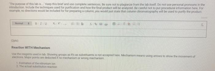 The Purpose Of This Lobiskeep This Brief And Use Complete Sentences Be Sure Not To Plagiarize From The Lab Itself Do N 1