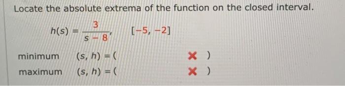 Locate The Absolute Extrema Of The Function On The Closed Interval H S S 83 5 2 1