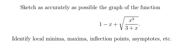 Sketch As Accurately As Possible The Graph Of The Function 1 X 3 Xx3 Identify Local Minima Maxima Inflection Points 1