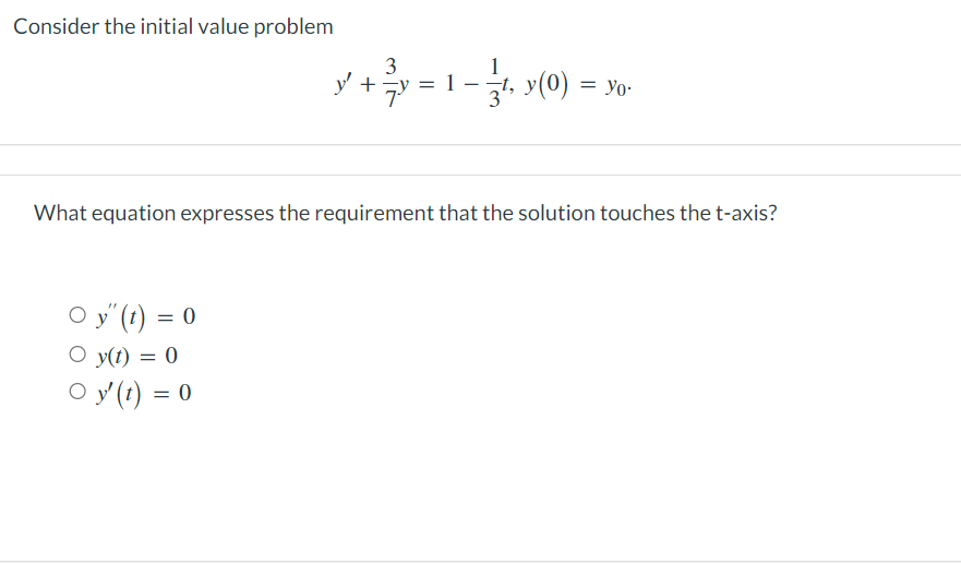 I Need Answers To All Questions Consider The Initial Value Problem Y 3 7 Y 1 1 3 T Y 0 Y0 1