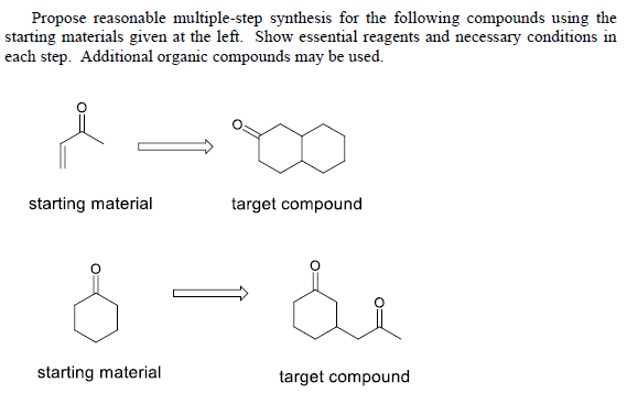 Propose Reasonable Multiple Step Synthesis For The Following Compounds Using The Starting Materials Given At The Left S 1