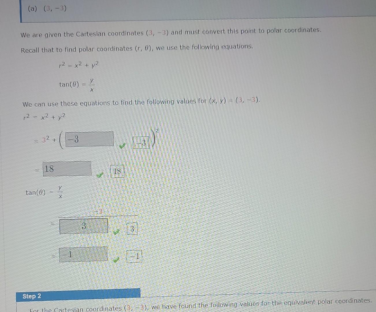 We Are Given The Cartesian Coordinates 3 3 And Must Convert This Point To Polar Coordinates Recall That To Find Pola 1