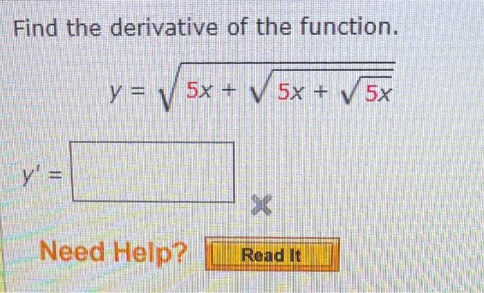 Find The Derivative Of The Function Y 5x 5x 5x 1