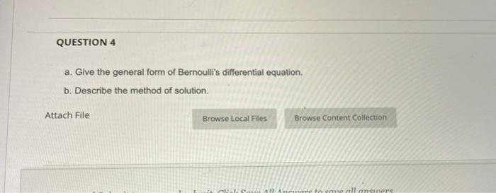 A Give The General Form Of Bernoulli S Differential Equation B Describe The Method Of Solution 1