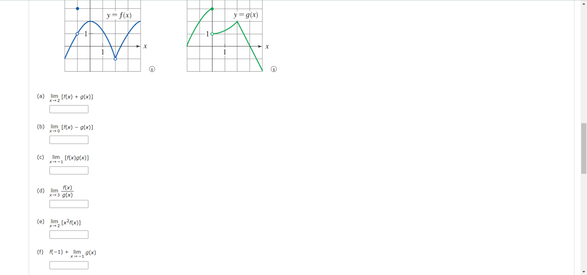 A X 2lim F X G X B X 0lim F X G X C X 1lim F X G X D X 3lim G X F X E X 2lim X2f X F F 1 1