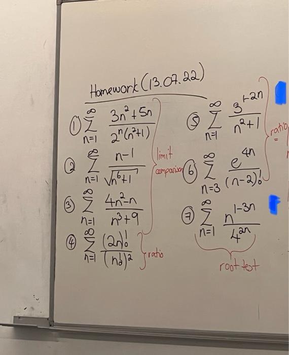 Homework 13 07 22 1 N 1 2n N2 1 3n2 5n 5n 1 N2 131 2n 2 N 1 N6 1 Nn 1 6 N 3 N 2 0 E4n 3 N 1 N3 1