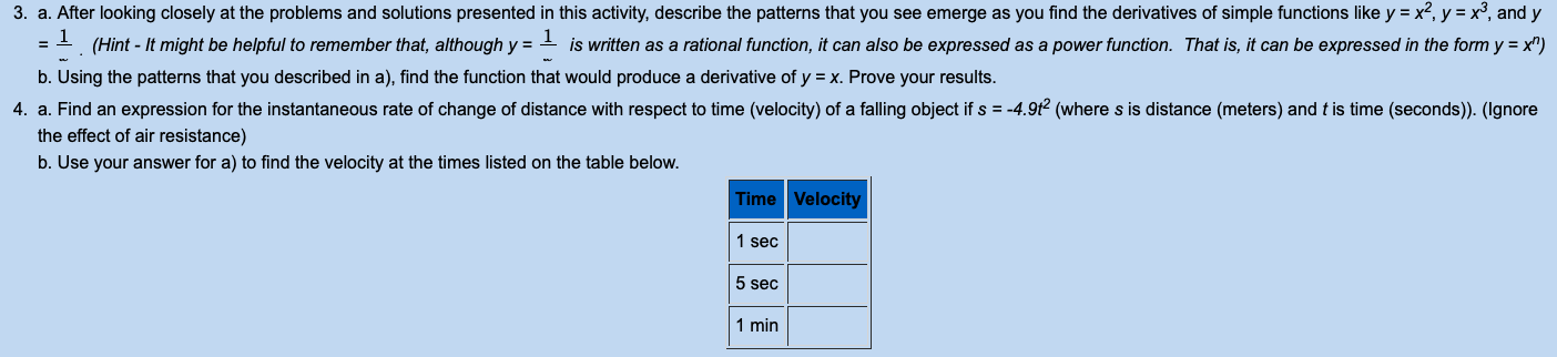 A After Looking Closely At The Problems And Solutions Presented In This Activity Describe The Patterns That You See Em 1