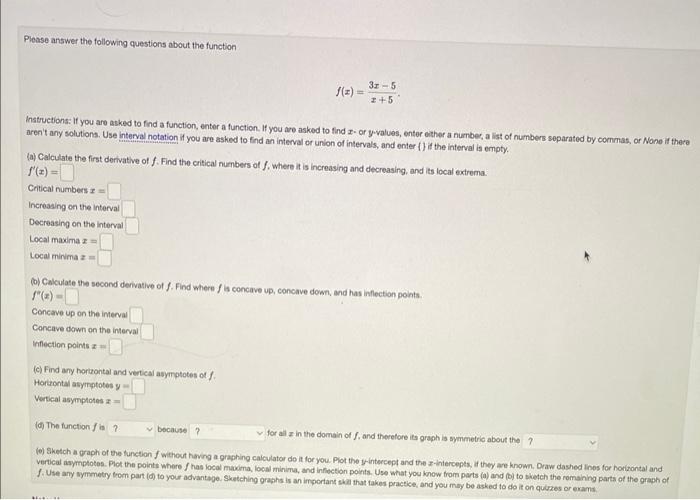 F X X4 2x3 A Find All Critical Values Of F If Theee Are No Critical Values Enter 1000 If There Are More Than One 3