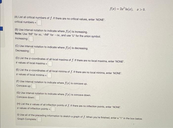 F X X4 2x3 A Find All Critical Values Of F If Theee Are No Critical Values Enter 1000 If There Are More Than One 5