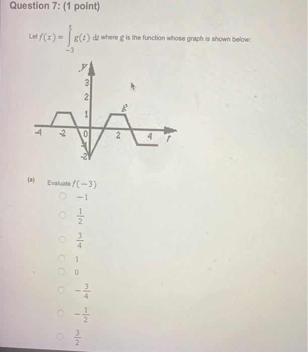Let F X 3x G T Dt Where G Is The Function Whose Graph Is Shown Below A Evaluate F 3 1 21 43 1 0 43 21 23 1
