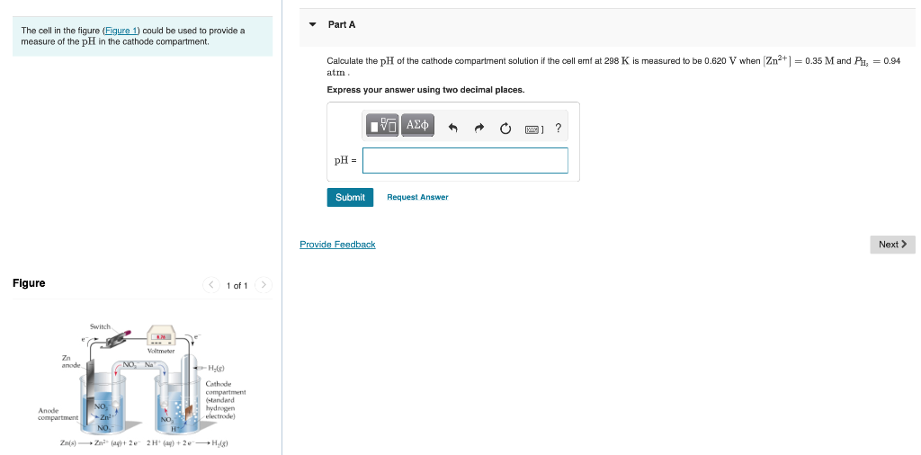 Part A The Cell In The Figure Figure 1 Could Be Used To Provide A Measure Of The Ph In The Cathode Compartment Calcul 1