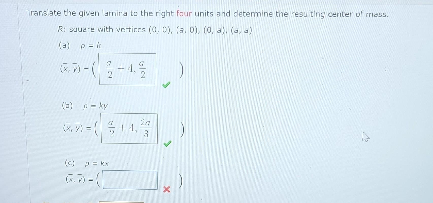 Translate The Given Lamina To The Right Four Units And Determine The Resulting Center Of Mass R Square With Vertices 1