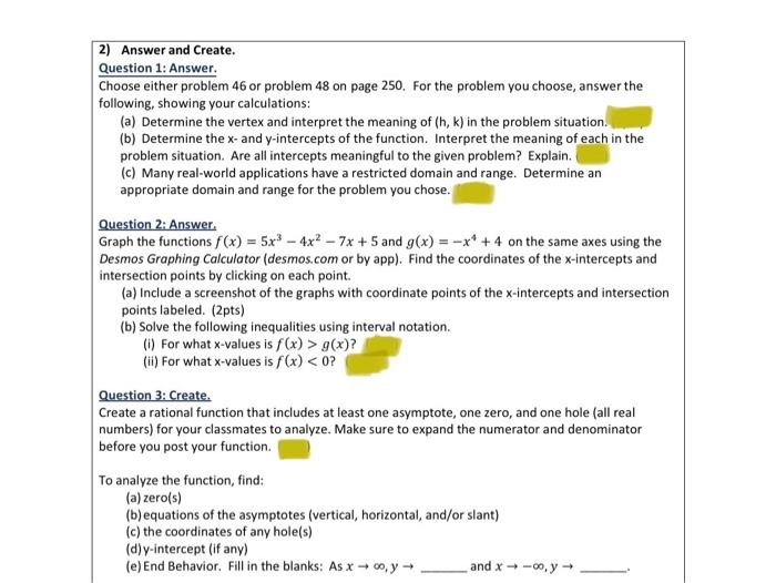 2 Answer And Create Question 1 Answer Choose Either Problem 46 Or Problem 48 On Page 250 For The Problem You Choos 1