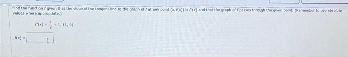 Values Where Appropiate F X X4 1 1 0 F X 1