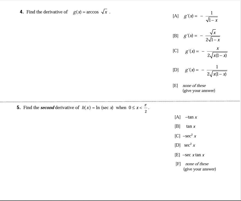 Both Questions 4 And 5 Please Show Me How To Do The Work To Get The Answer Do Not Just Tell Me The Answer 1