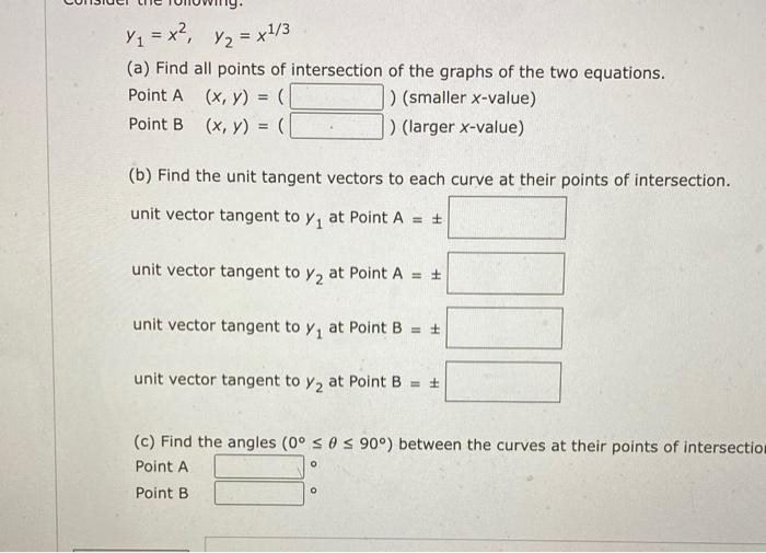 Y1 X2 Y2 X1 3 A Find All Points Of Intersection Of The Graphs Of The Two Equations Point A X Y Smaller X Value 1