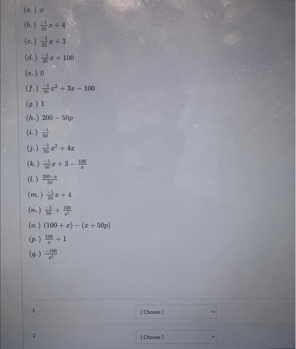 Let C X 100 X Be A Cost Function And X 50p 200 Be A Price Demand Fune 1 Total Revenue 2 Total Profit 3 Averag 2